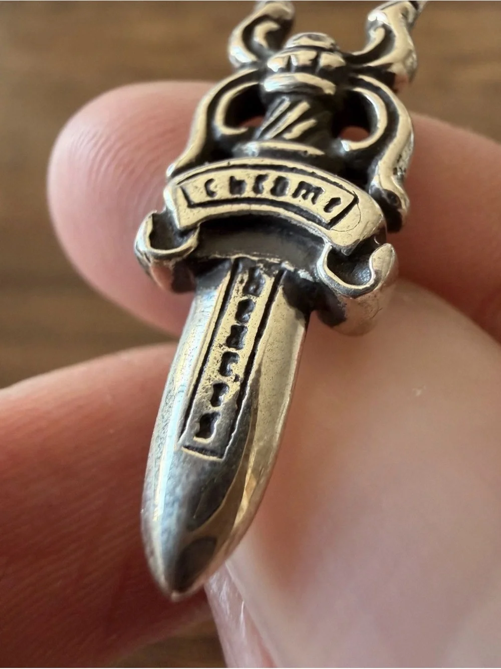 Chrome Hearts Silver Dagger Charm Key Holder - Silver
